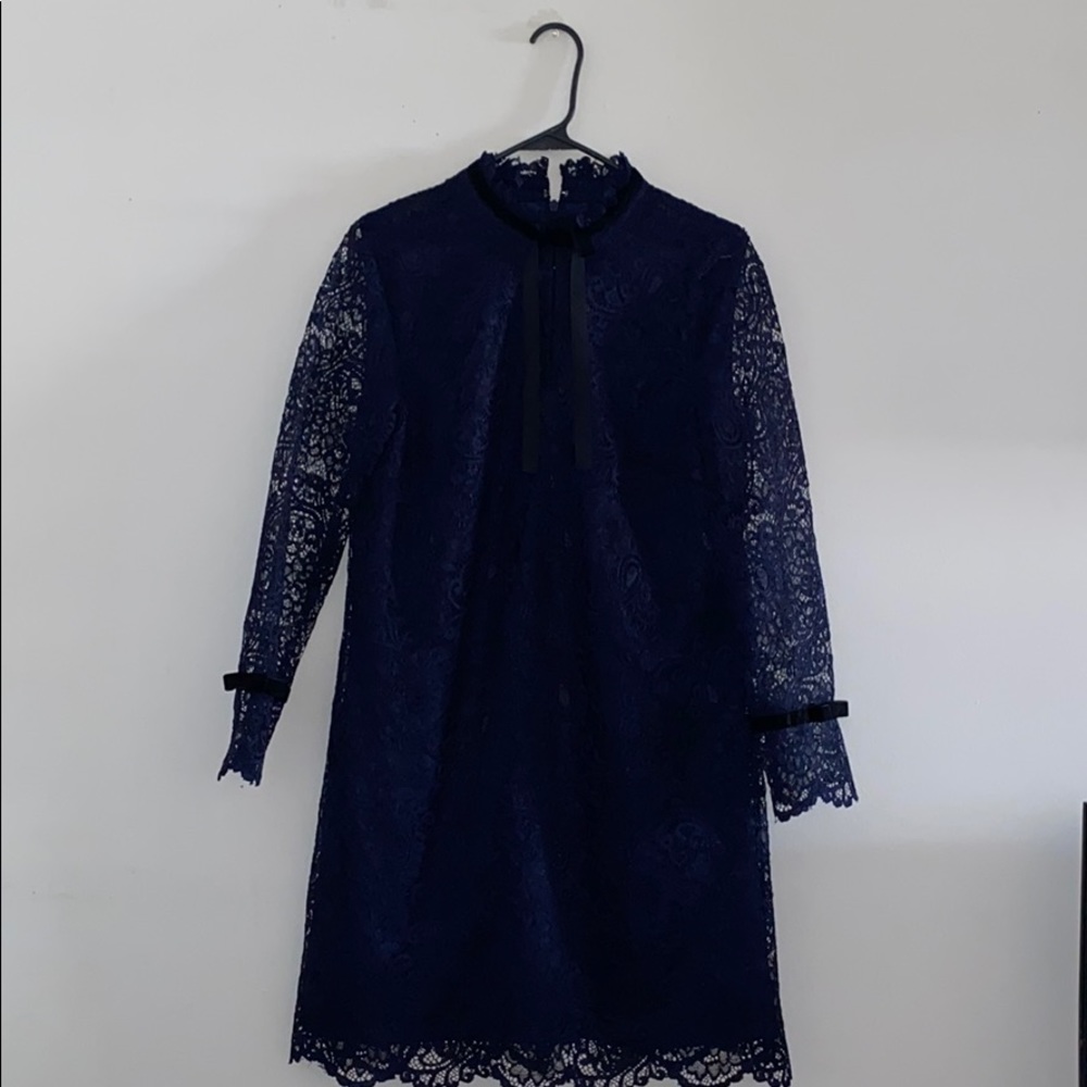 Elegant Navy Lace Dress